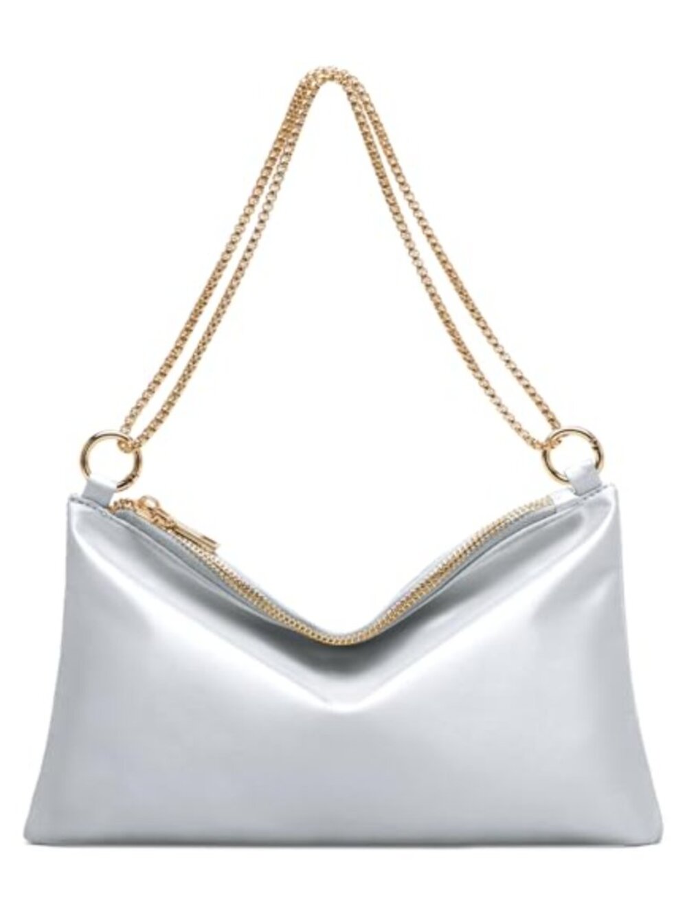 Satin Clutch Evening Bag Detachable Chain Strap Shoulder Purse